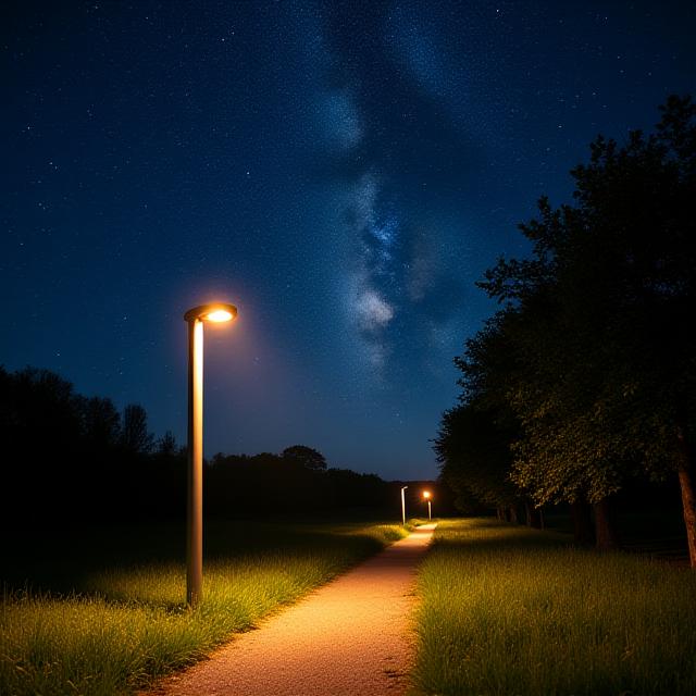 Dark night sky over Ireland with subtle, eco-friendly lighting
